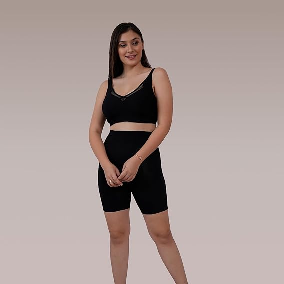 SOIE Women’s Full Coverage Seamless Bra – Padded, Non-Wired with Mesh Detail